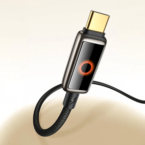 Mcdodo CA-6650 6A USB Typec Halo Solunum Işıklı Şarj Kablosu 1.2M - Siyah - 3