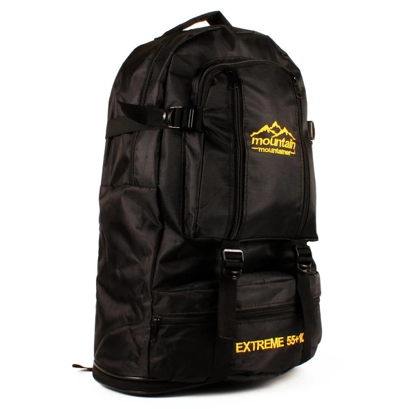 Gen-Of 3 Bölmeli Körüklü Dağcı Sırt Çantası 50+10 Litre  Siyah (2540) - Resim 2