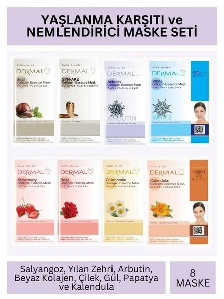 Dermal Yaşlanma Karşıtı ve Nemlendirici Kolajen Maske Seti 23gr x 8Adet