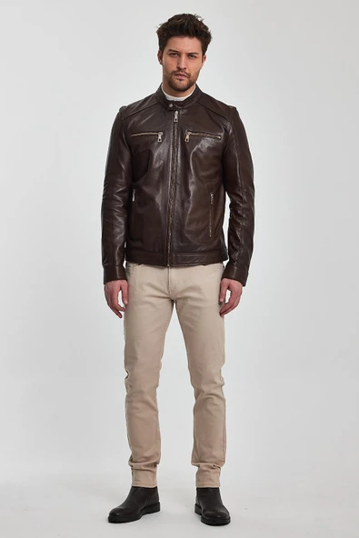 Lucas Kahverengi Deri Mont - 2