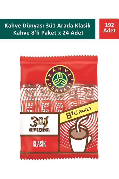 Kahve Dünyası 3ü1 Arada Klasik Kahve 8 x 18 gr x 24 Adet