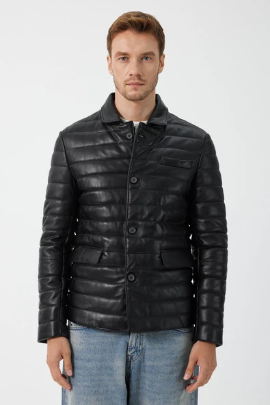 Achille Siyah Deri Mont