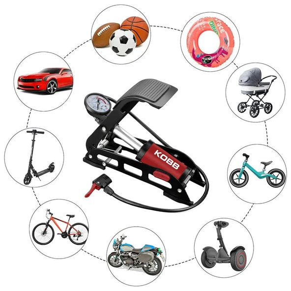 KOBB KB0901 87PSI Analog Basınç Göstergeli Ayak Pompası - 2