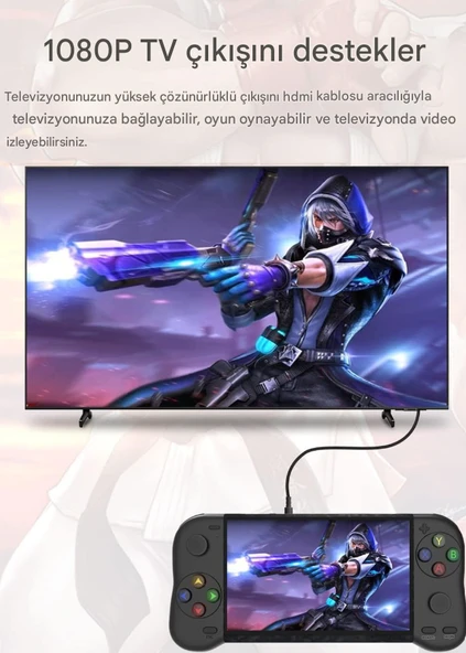 RG50XX el Retro oyun konsolu 5 inç ekran 64G 20000 + Video oyunları LINUX 3D Joystick - 3