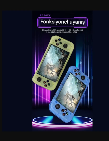 RG50XX el Retro oyun konsolu 5 inç ekran 64G 20000 + Video oyunları LINUX 3D Joystick - 2