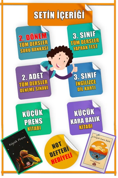 3. Sınıf Tüm Dersler 2.Döneme Hazırlık Seti - 6 Kitap - 508 Sayfa - 2