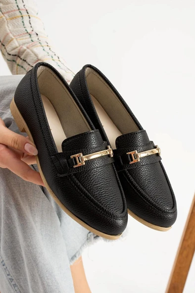 Albishoes Kadın Babet Toka Detaylı Şık Anatomik Babet Ayakkabı Rahat Taban Günlük İş Ofis Babet - 3