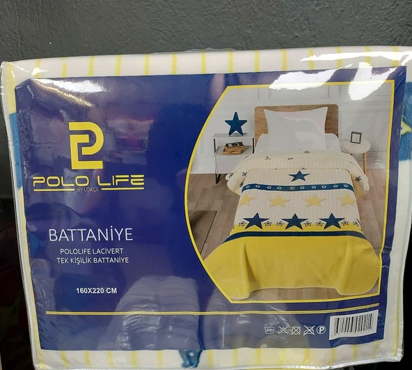 Polo Life Taraftar Yıldız Tek Kişilik Battaniye (160x220)-FB SARI LACİVERT - 2