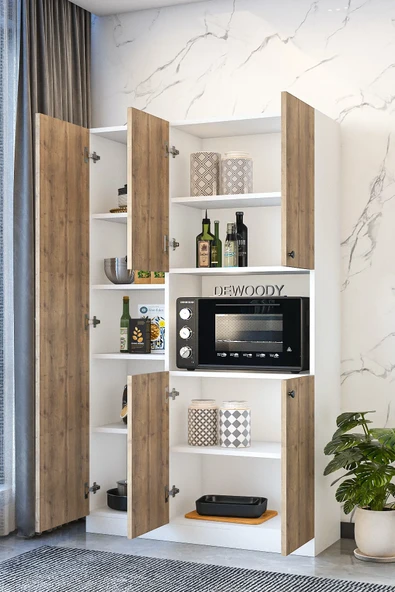 Çok Amaçlı 5 Kapaklı Kiler Dolabı Mikrodalga Dolabı Mini Fırın Dolabı - 7