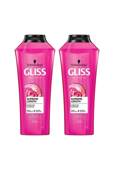 GLİSS Supreme Length Koruyucu Şampuan - Biotin Kompleksi Ve Şakayık Çiçeği Özü Ile 400 ml X 2 Adet
