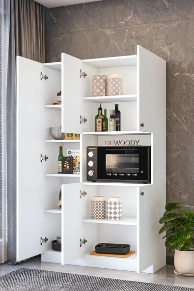 Çok Amaçlı 5 Kapaklı Kiler Dolabı Mikrodalga Dolabı Mini Fırın Dolabı - 4