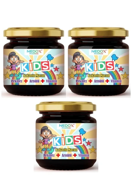 Nedox 3 Adet Kids Çocuklar Için Özel - Arı Sütü, Pekmez, Bal Ve Vitamin Katkılı Kakaolu Macun
