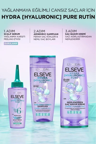 ELSEVE Hydra Pure Salisilik Asit içeren Yağlanma Karşıtı Nemlendirici Şampuan + Saç Kremi Seti - 8