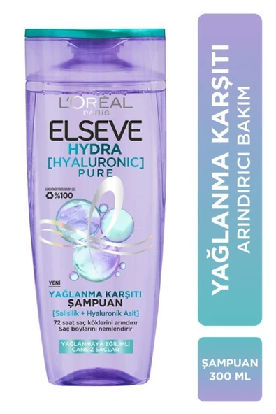 ELSEVE Hydra Pure Salisilik Asit içeren Yağlanma Karşıtı Nemlendirici Şampuan + Saç Kremi Seti - 2