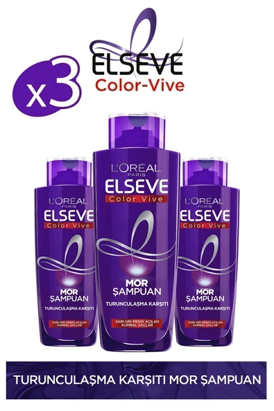 ELSEVE 3'lü Turunculaşma Karşıtı Mor Şampuan 200 Ml Seti