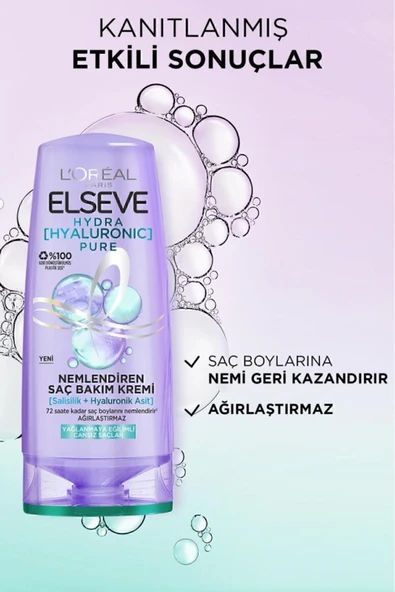 ELSEVE Hydra Pure Salisilik Asit içeren Yağlanma Karşıtı Nemlendirici Şampuan + Saç Kremi Seti - 6