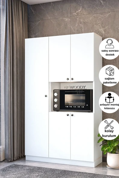 Çok Amaçlı 5 Kapaklı Kiler Dolabı Mikrodalga Dolabı Mini Fırın Dolabı