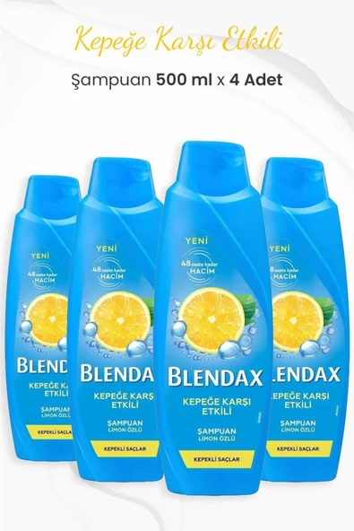 BLENDAX Kepeğe Karşı Limon Özlü Şampuan 500 ml x 4 Adet