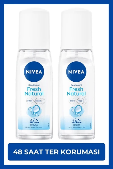 NIVEA Kadın Pump Sprey Deodorant Fresh Natural 75ml, Ter Kokusuna Karşı 48 Saat Koruma, Ferahlık, X2 Adet - 1