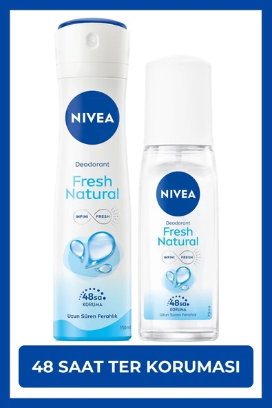 NIVEA Kadın Sprey Deodorant Fresh Natural 150ml ve Pump 75ml, 48 Saat Ter ve Ter Karşıtı, Ferahlık