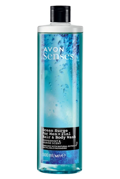 AVON Senses Ocean Surge Nane ve Deniz Kokulu Saç ve Vücut için Erkek Duş Jeli 500 Ml.