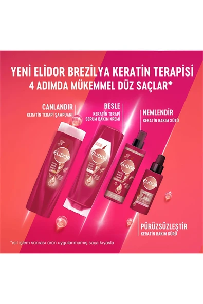 ELİDOR Şampuan Brezilya Keratin Terapisi Hidrolize Keratin Marula Yağı E Vitamini 400 ml X3 - 7