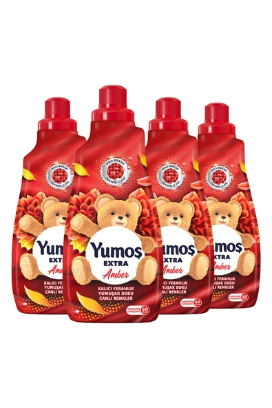 YUMOŞ Extra Konsantre Çamaşır Yumuşatıcısı Amber 1440 ml 60 Yıkama 4adet - 2