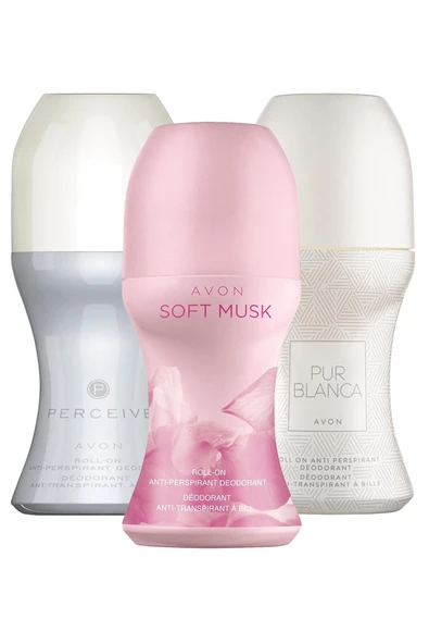 AVON Pur Blanca, Perceive ve Soft Musk Üçlü Kadın Rollon Paketi