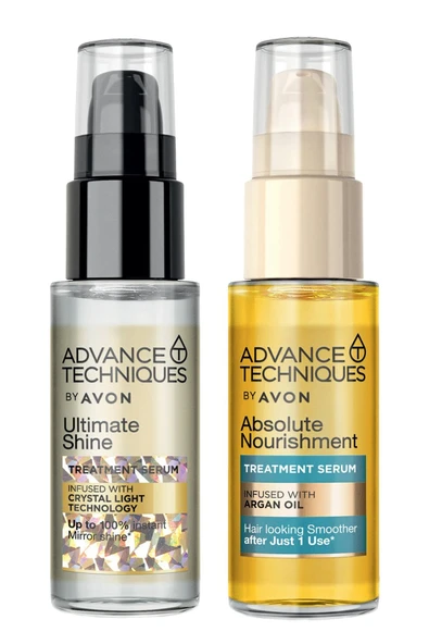 AVON Argan Yağı İçeren Besleyici Saç Serumu ve Parlaklık Veren Saç Serumu Paketi