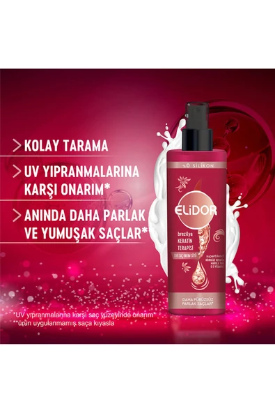 ELİDOR Sıvı Saç Bakım Sütü Brezilya Keratin Terapisi 200 ml X2 - 6