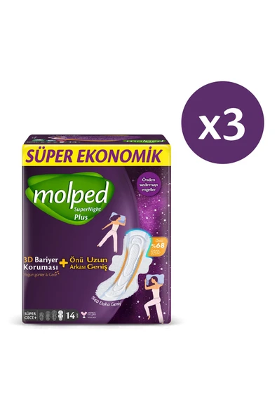 MOLPED Supernıght Önü Uzun Super Gece Plus Avantajlı Dev Fırsat 42 Adet - 2