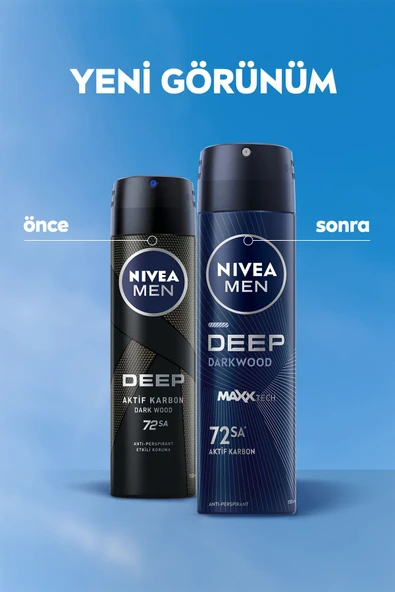NIVEA MEN Erkek Sprey Deodorant Deep Dimension Aktif Karbon 150ml, 72 Saat Anti-perspirant Ter Koruması - 2