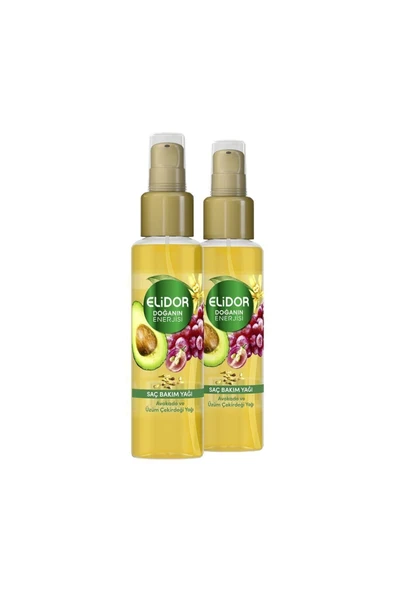 ELİDOR Doğanın Enerjisi Kalın Ve Gür Saçlar Avokado, Üzüm Çekirdeği Özlü Saç Bakım Yağı 80 ml X 2