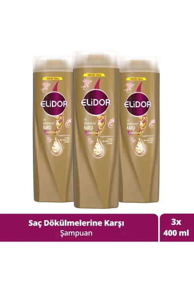 ELİDOR Superblend Saç Bakım Şampuanı Saç Dökülmelerine Karşı 400 ml X3 Adet