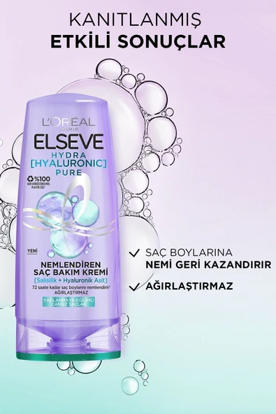 ELSEVE Hydra hyaluronic Pure Salisilik Asit Içeren Yağlanma Karşıtı Nemlendirici Saç Kremi 250ml - 4