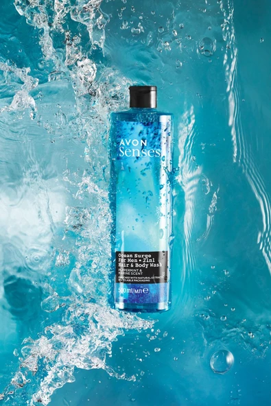 AVON Senses Ocean Surge Nane ve Deniz Kokulu Saç ve Vücut için Erkek Duş Jeli 500 Ml. - 2