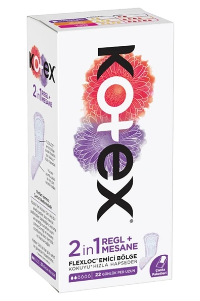 KOTEX Marka: 2 In 1 Regl + Günlük Mesane Pedi 22'li Kategori: Günlük Ped