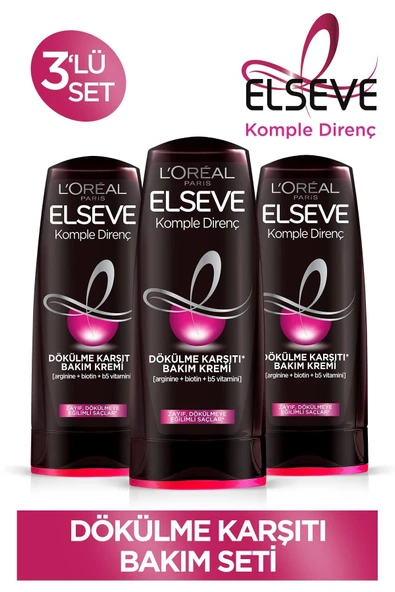 ELSEVE Komple Direnç Dökülme Karşıtı Bakım Kremi 360 ml X 3 Adet