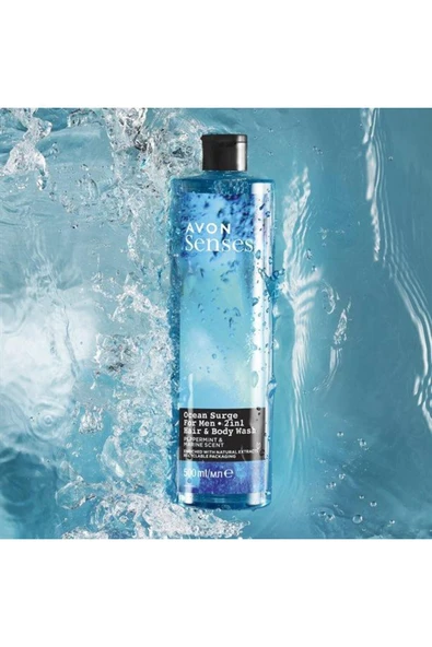 AVON Senses Ocean Surge Erkekler Için 2 Si 1 Arada Saç Ve Vücut Şampuanı 500 ml - 2
