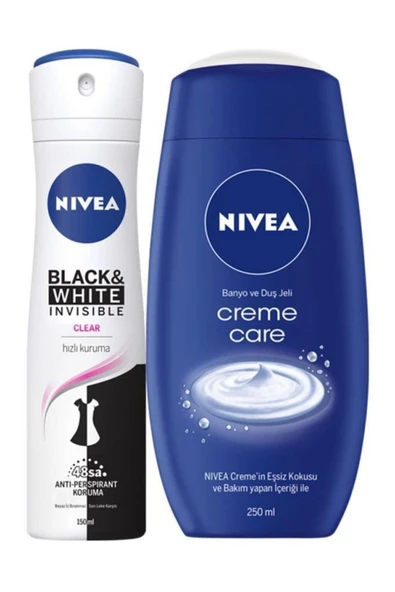 NIVEA Deodorant Kadın B&w Clear 150 M L+ Creme Care Duş Jeli 250 ml