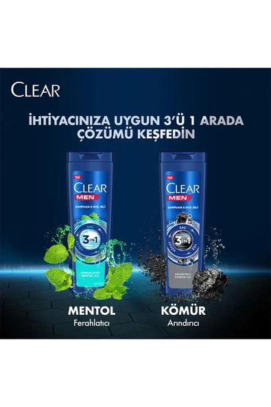 CLEAR Men Şampuan Ve Duş Jeli Arındırıcı Kömür 350 ml - 6