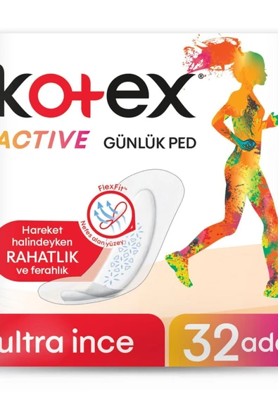 KOTEX Marka: Active Ultra Ince Günlük Ped 32'li Kategori: Hijyenik Ped - Resim 2