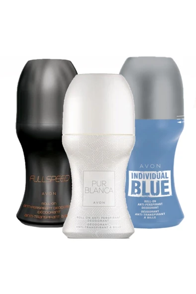 AVON Full Speed Roll-on Deodorant +blue Roll-on Deodorant+pur Blanca Roll On Deodorant 3 Adet Roll-on