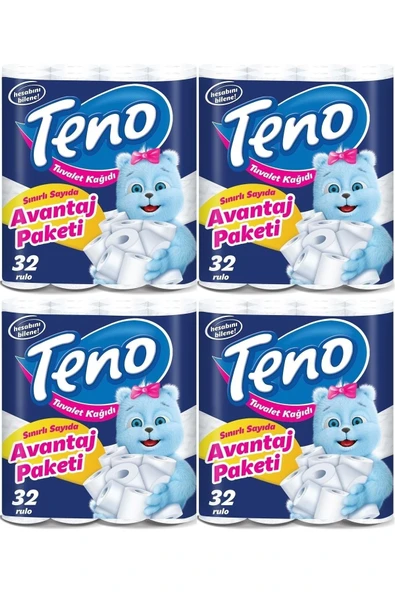 TENO Ultra Tuvalet Kağıdı Çift Katlı 128 Li Set (4pkX32) (avantaj Pk Serisi)