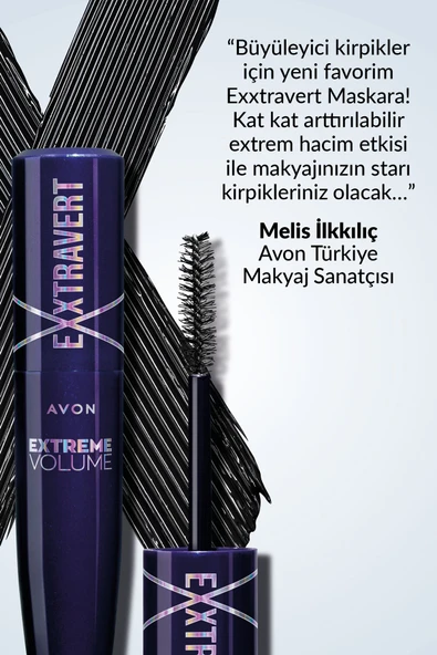 AVON Exxtravert Ekstra Hacim Veren Maskara 9 Ml. Blackest Black - Resim 2