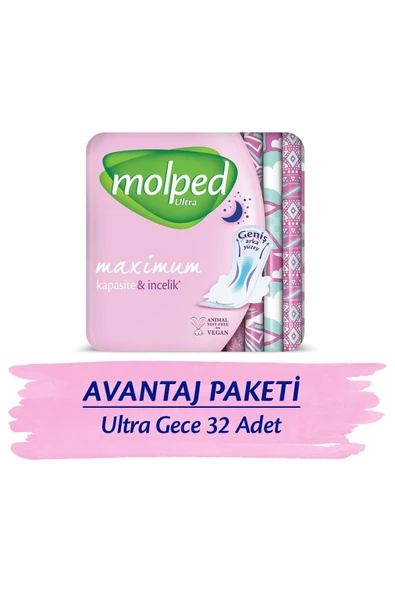 MOLPED Ultra Hijyenik Ped Anatomik Gece Süper Ekonomik 16 x 2 Ad