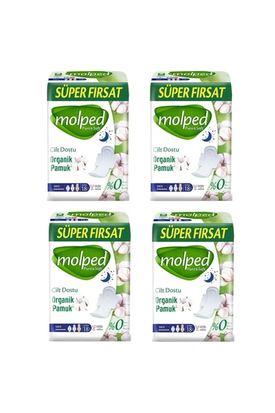 MOLPED Pure Soft Gece 18 li Hijyenik Ped 4 Adet