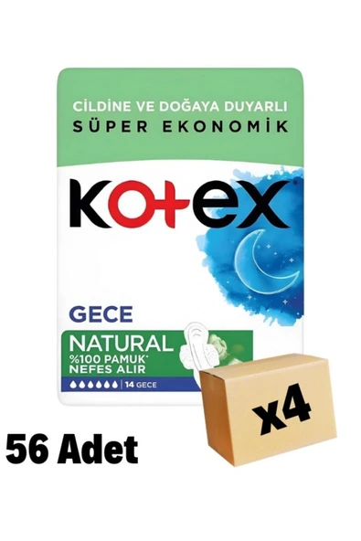 KOTEX Natural Gece Hijyenik Ped 14'lü 4 Adet