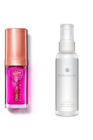 AVON True Nourishing Dudak Yağı 7 Ml. Blossom ve Avon Perceive 100 Ml Kadın Vücut Spreyi 2li set
