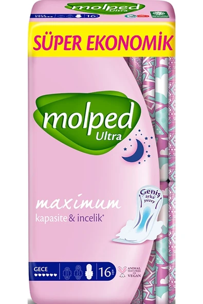 MOLPED Ultra Hijyenik Ped Anatomik Gece Süper Ekonomik 16 Lı